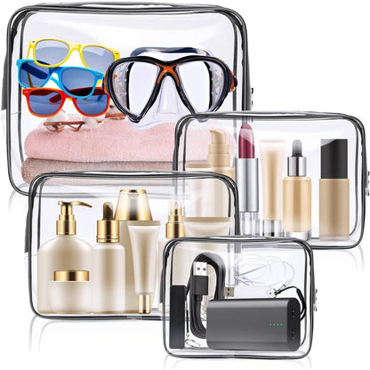 Transparente Kulturtaschen 4er Set, TSA-zugelassen, wasserdicht