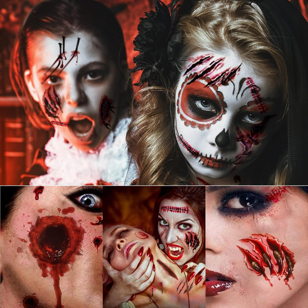 Halloween Temporäre Tattoos Narben Blut Horror Aufkleber 22 Blatt