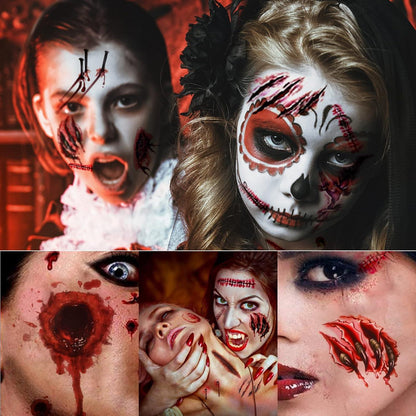 Halloween Temporäre Tattoos Narben Blut Horror Aufkleber 22 Blatt