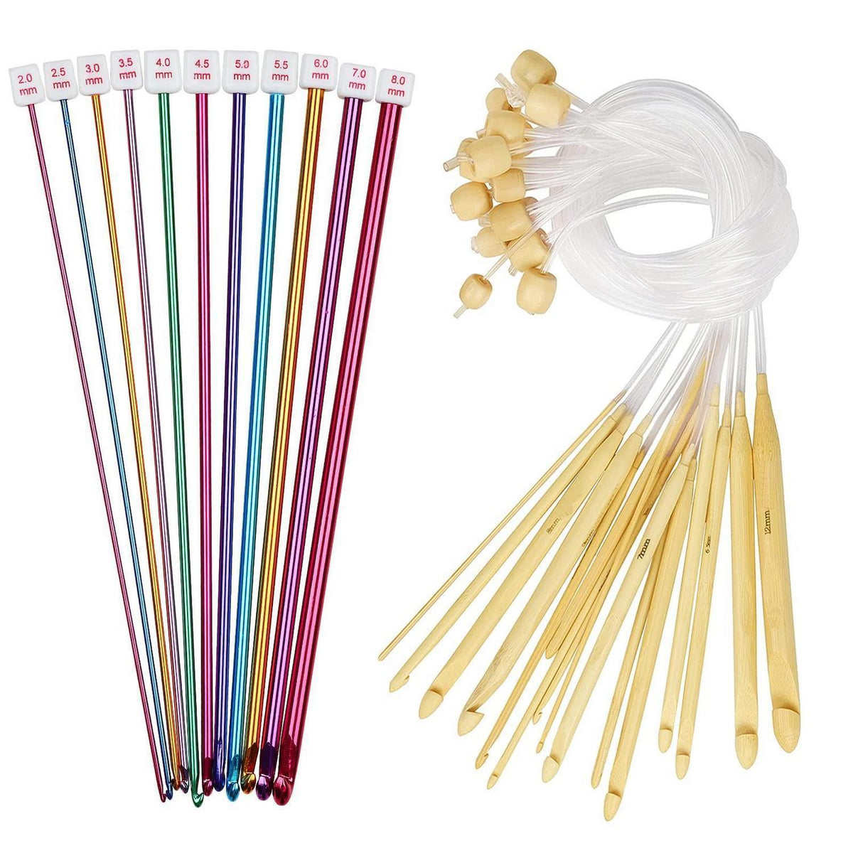 Tunesische Häkelnadel Set Bambus & Aluminium 2-12mm
