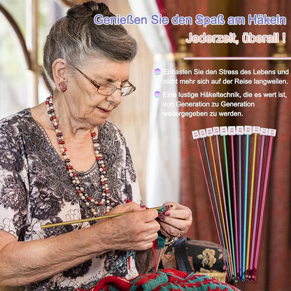 Tunesische Häkelnadel Set Bambus & Aluminium 2-12mm