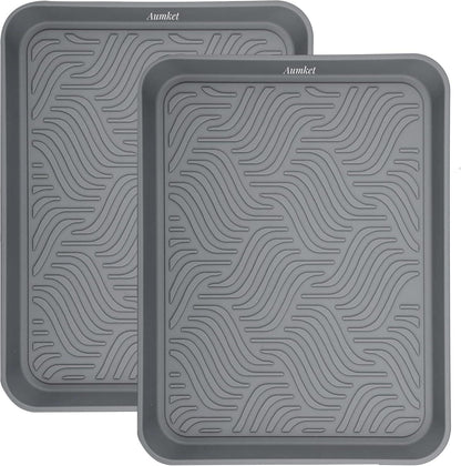 Schuhabtropfschale für Haustiere und Schuhe, 2er Set, Grau, 43 x 33 cm