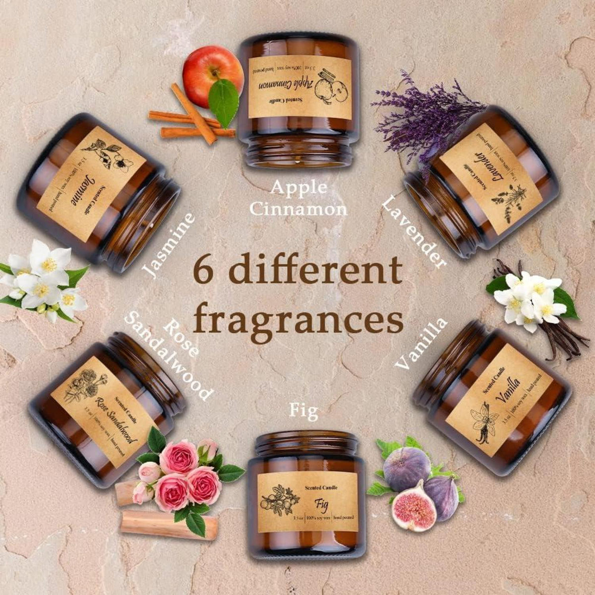 6er Pack Duftkerzen Geschenkset für Frauen Bio Aromatherapie