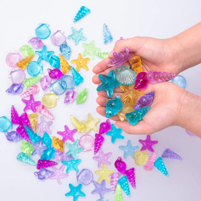 Bunte Acryl Muschel Seestern Meerestiere 500g 95 Stück