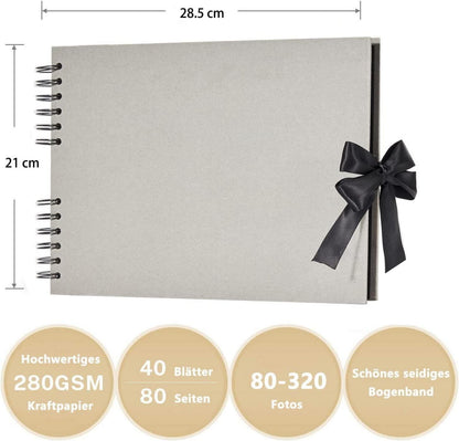 Fotoalbum zum Selbstgestalten DIY Fotobuch 80 Seiten grau
