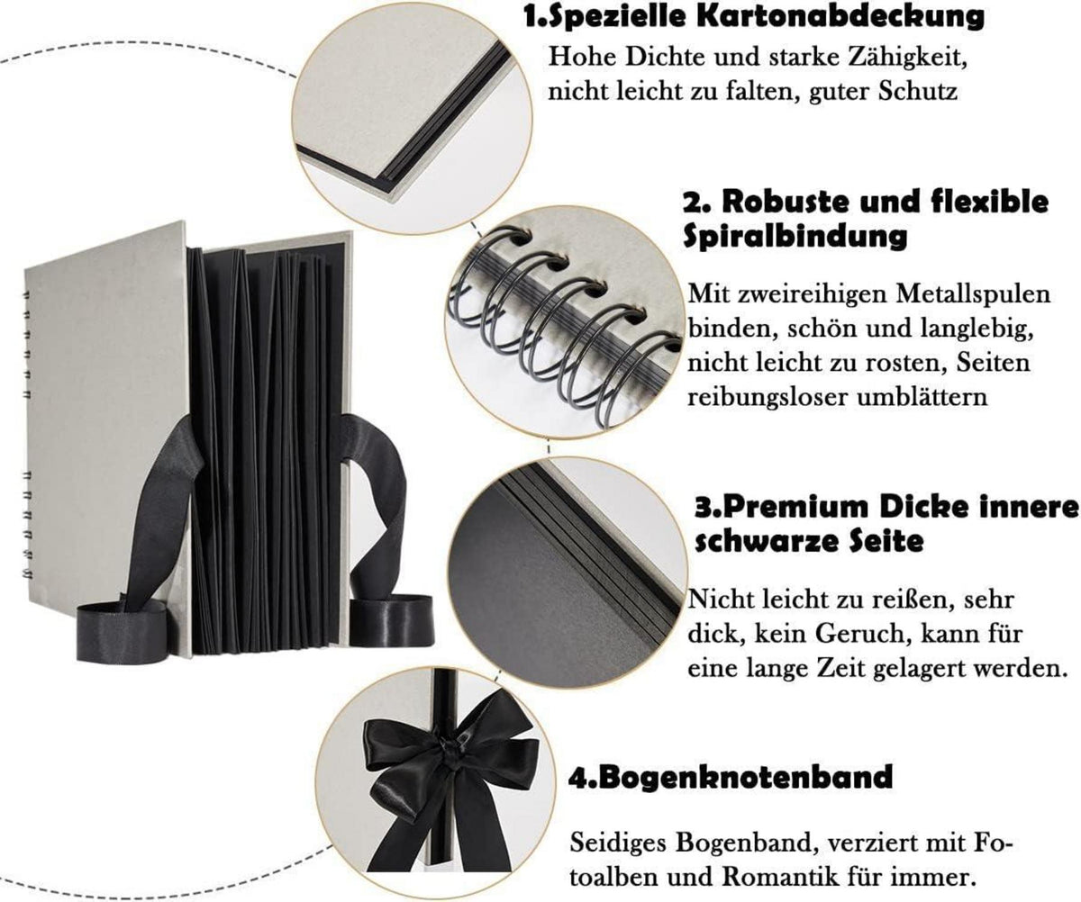 Fotoalbum zum Selbstgestalten DIY Fotobuch 80 Seiten grau KASZOO
