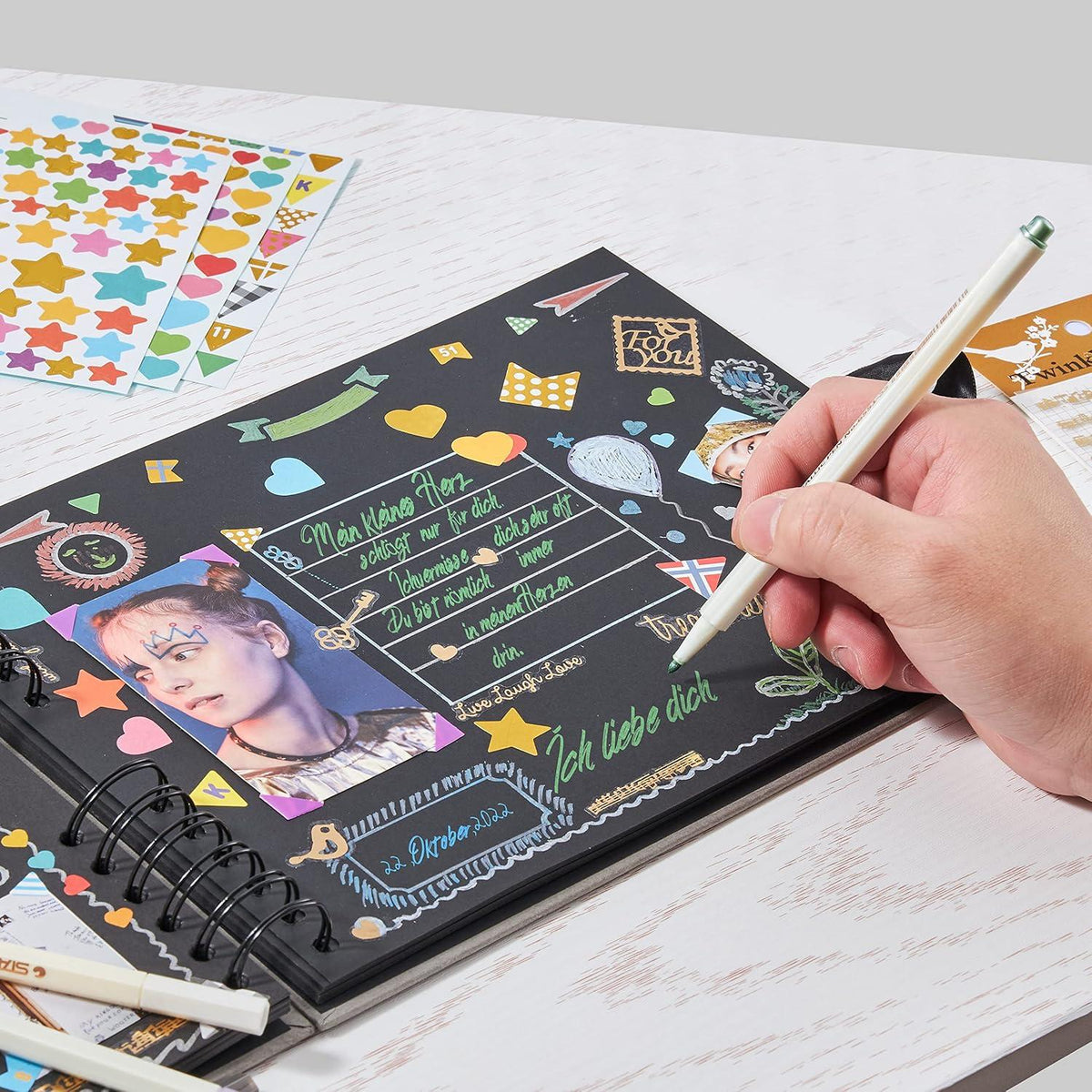 Fotoalbum zum Selbstgestalten grün 80 Seiten für DIY Geschenke