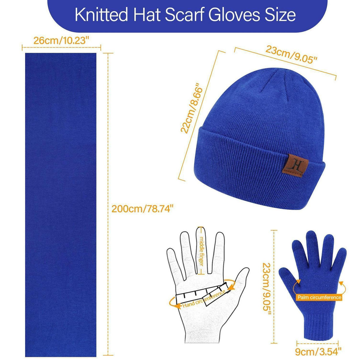 Mützen, Schal & Handschuh-Set Blau für Damen und Herren