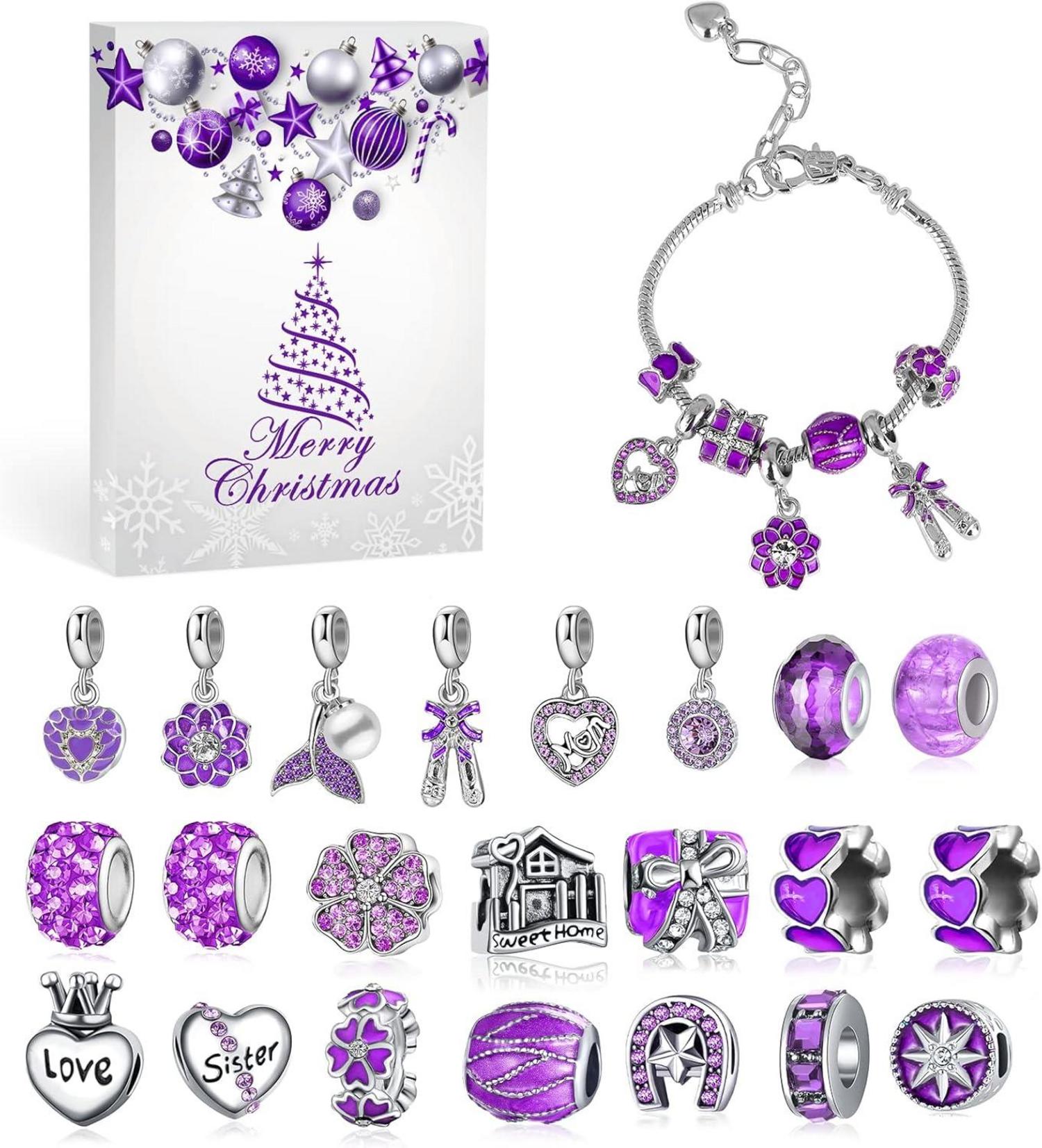 MJARTORIA Adventskalender Mädchen 24 DIY Schmuck Überraschungen Lila
