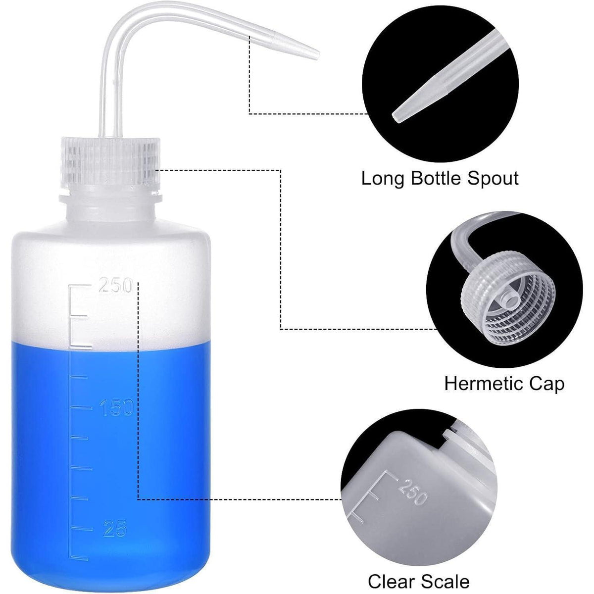 3x 250ml Waschflasche für Labor & Pflanzen