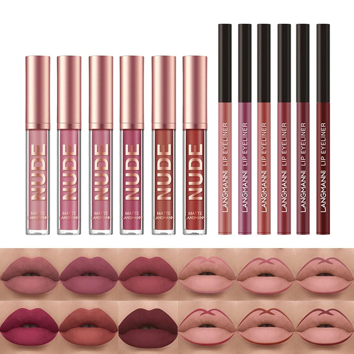 12er Set Matte Nudetöne Lippenstifte – Langlebig & Feuchtigkeitsspendend