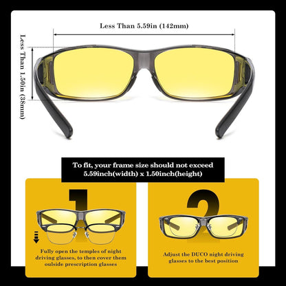 DUCO Polarisierte Überbrille für Nachtfahrt Korrektionsbrille