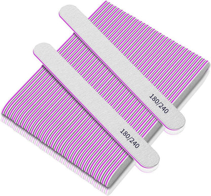 50er Pack Nagelfeilen 180/240 Grit für Naturnägel, professionelle