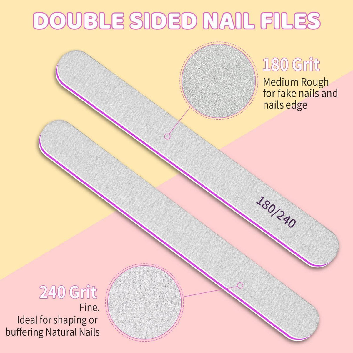50er Pack Nagelfeilen 180/240 Grit für Naturnägel