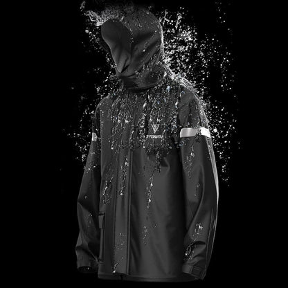 Herren Motorrad Regenanzug wasserdicht reflektierend XXL Schwarz
