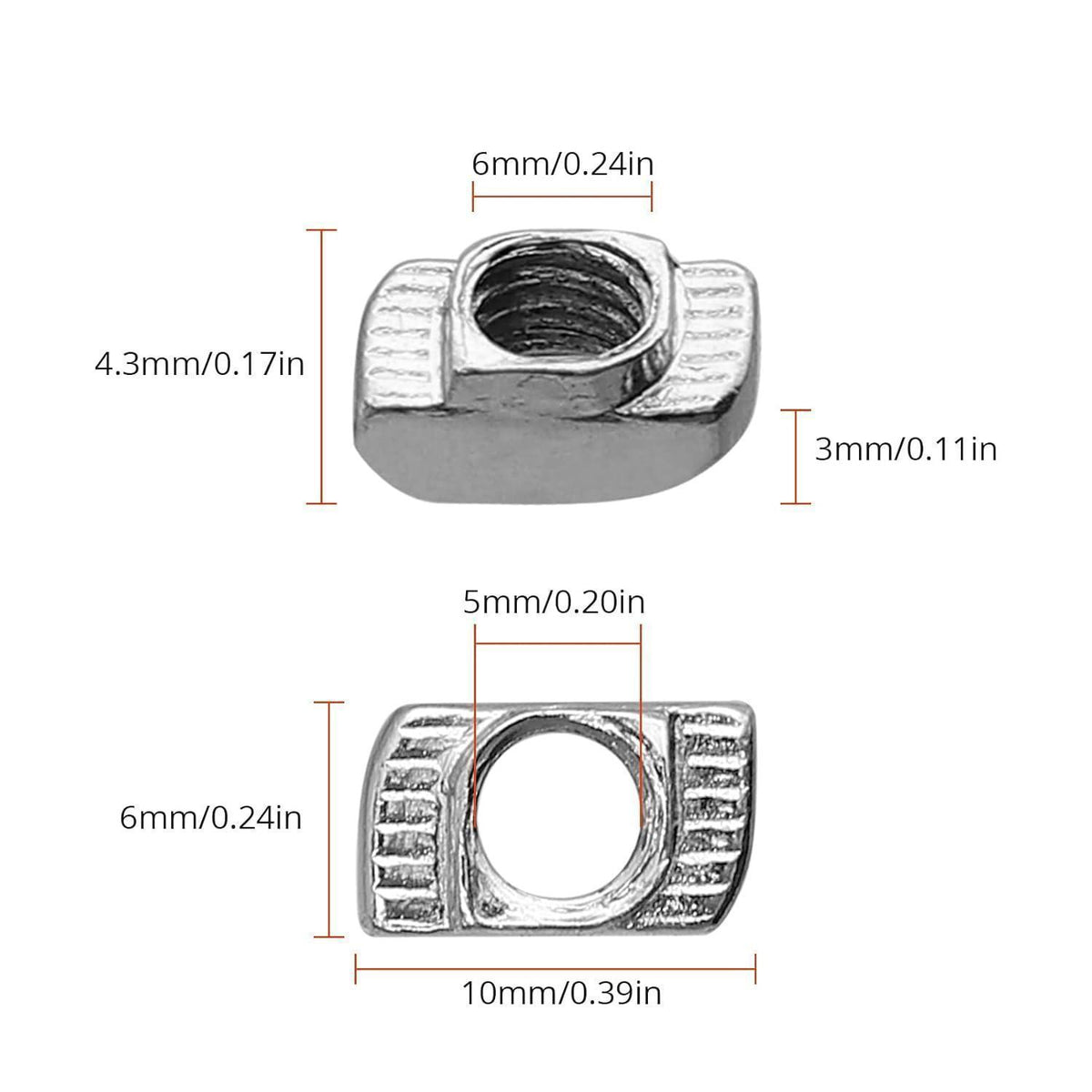 Nutensteine M5 für 20er Aluminiumprofile, verzinkt, 100 Stück