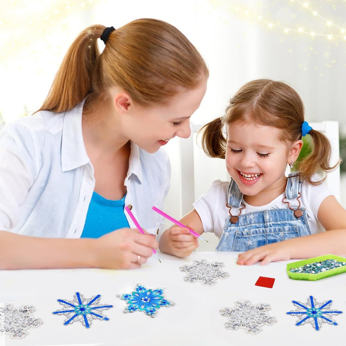 Schneeflocke Diamond Painting Weihnachten Schlüsselanhänger Set