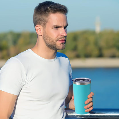 Livole Thermobecher 20oz 600ml Türkis mit Strohhalm und