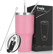 30oz Thermobecher Edelstahl Trinkbecher mit Strohhalm