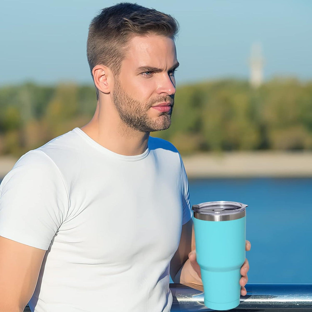 Livole 30oz Thermobecher Edelstahl Kaffee to go Türkis