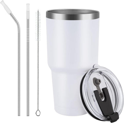 Livole 30oz Thermobecher mit Strohhalm und Deckel, Isolierter Vakuum Kaffeebecher, Camping Tasse