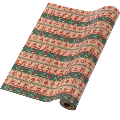 Geschenkpapierrolle Weihnachten Santa 43cm x 15m Braun Kraftpapier Grün