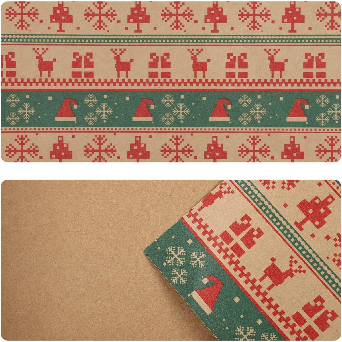 Geschenkpapierrolle Weihnachten Santa 43cm x 15m Braun Kraftpapier Grün