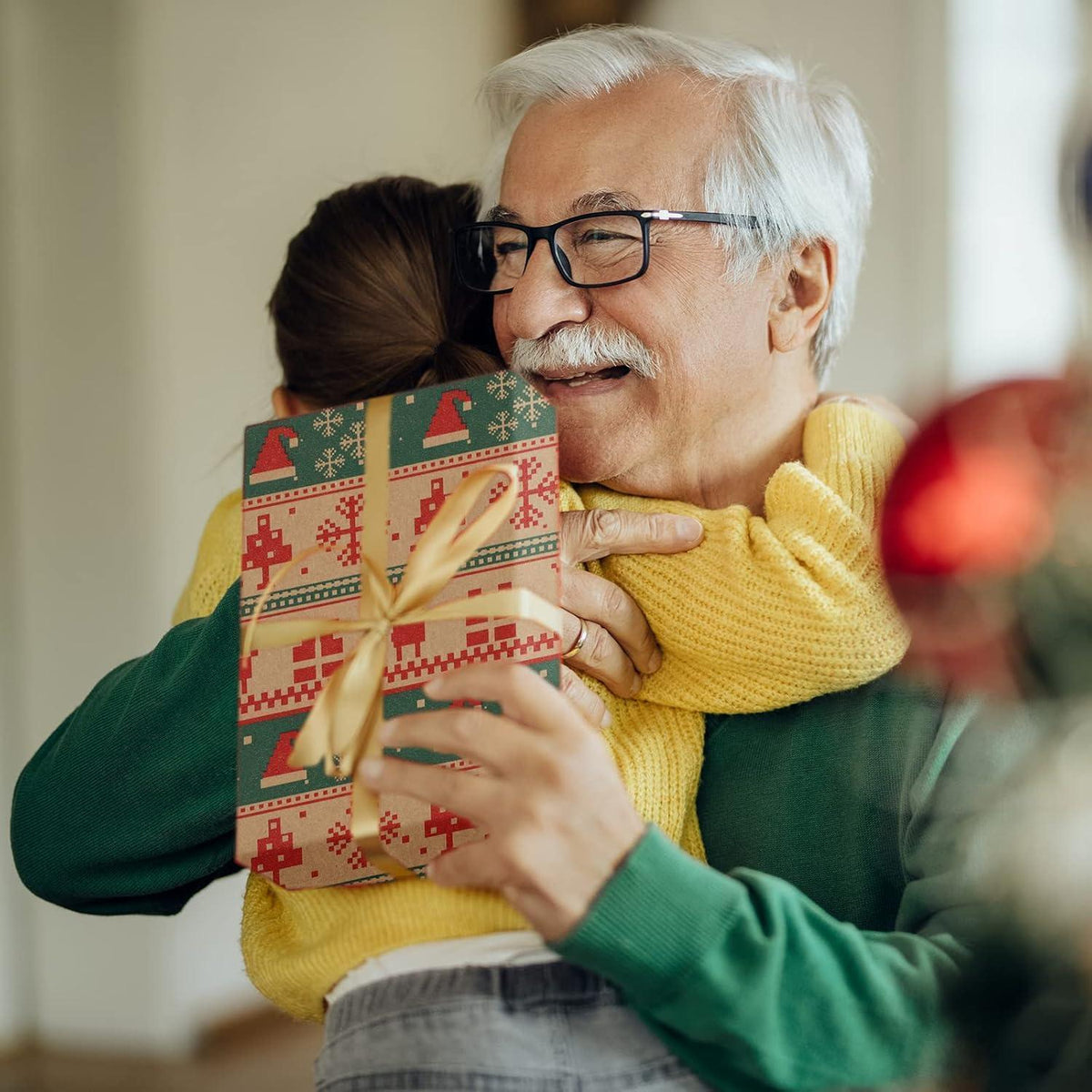 Geschenkpapierrolle Weihnachten Santa 43cm x 15m Braun Kraftpapier Grün
