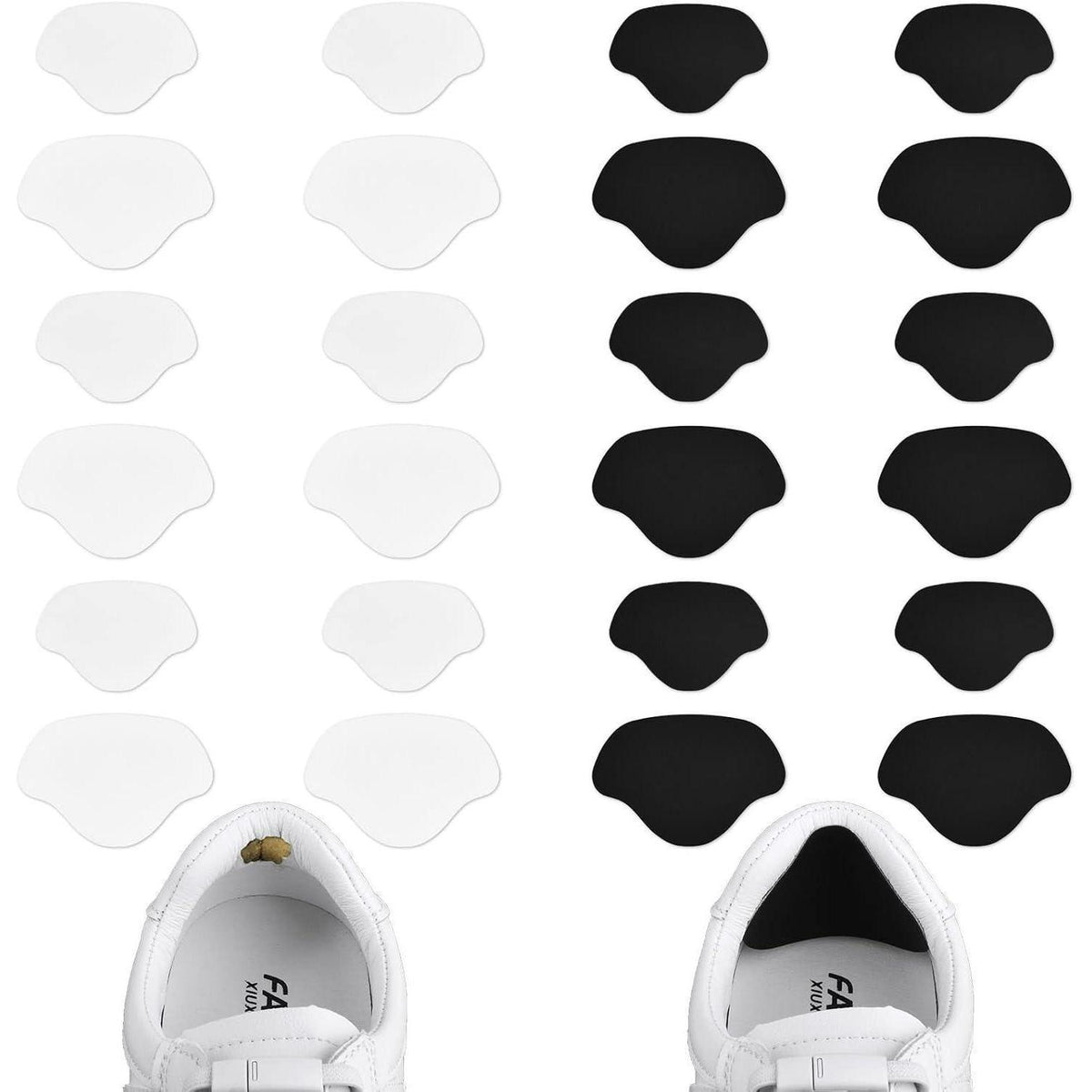 Sneaker Fersen Reparatur Patches, 12 Paar, Schwarz & Weiß