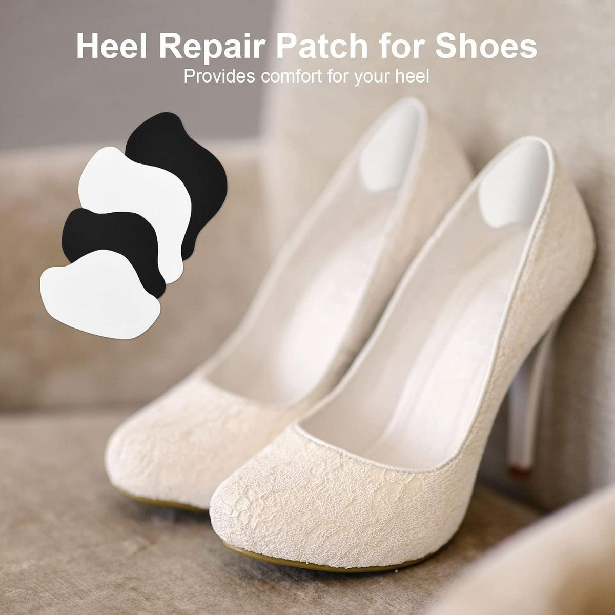 Sneaker Fersen Reparatur Patches, 12 Paar, Schwarz & Weiß