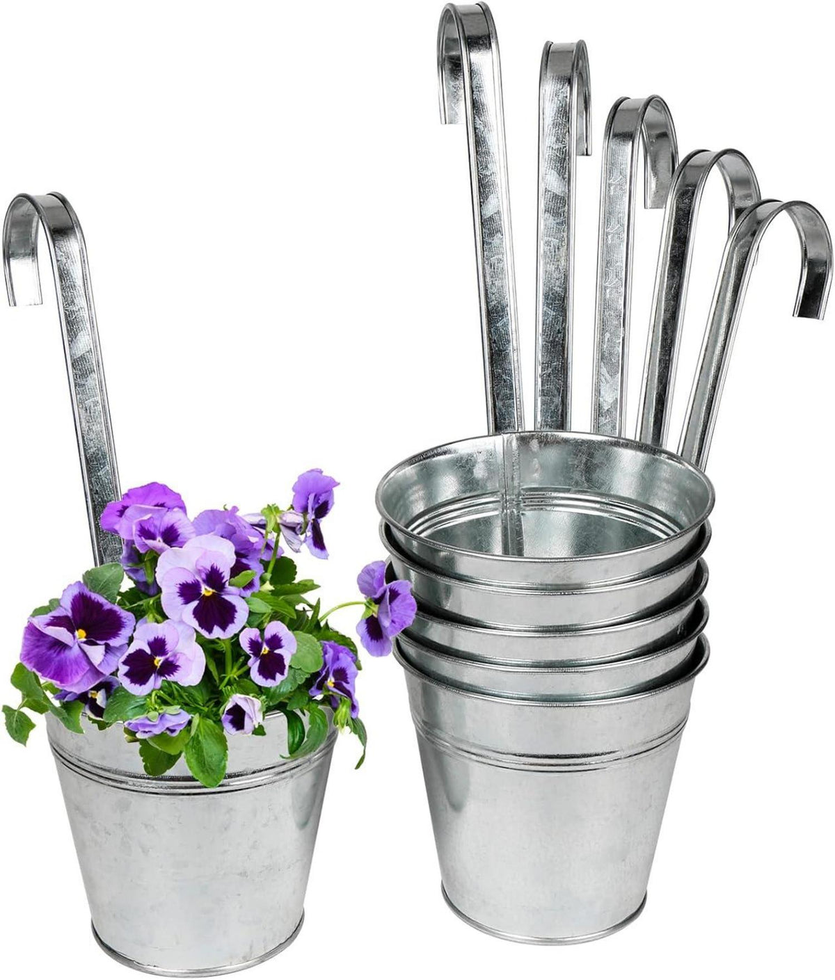 Hängende Blumentöpfe 6er Set verzinkter Stahl Moderne Dekoration