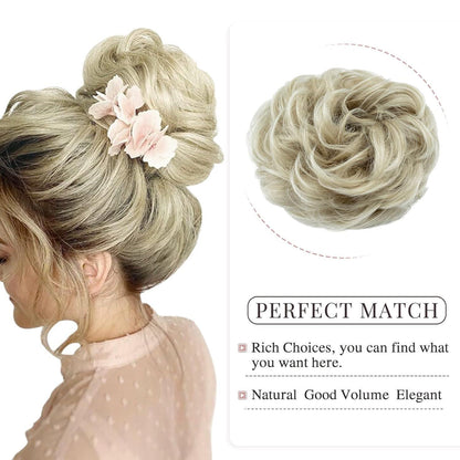 Voluminöser Dutt Haarteil Echthaar – Aschblond Bleichblond