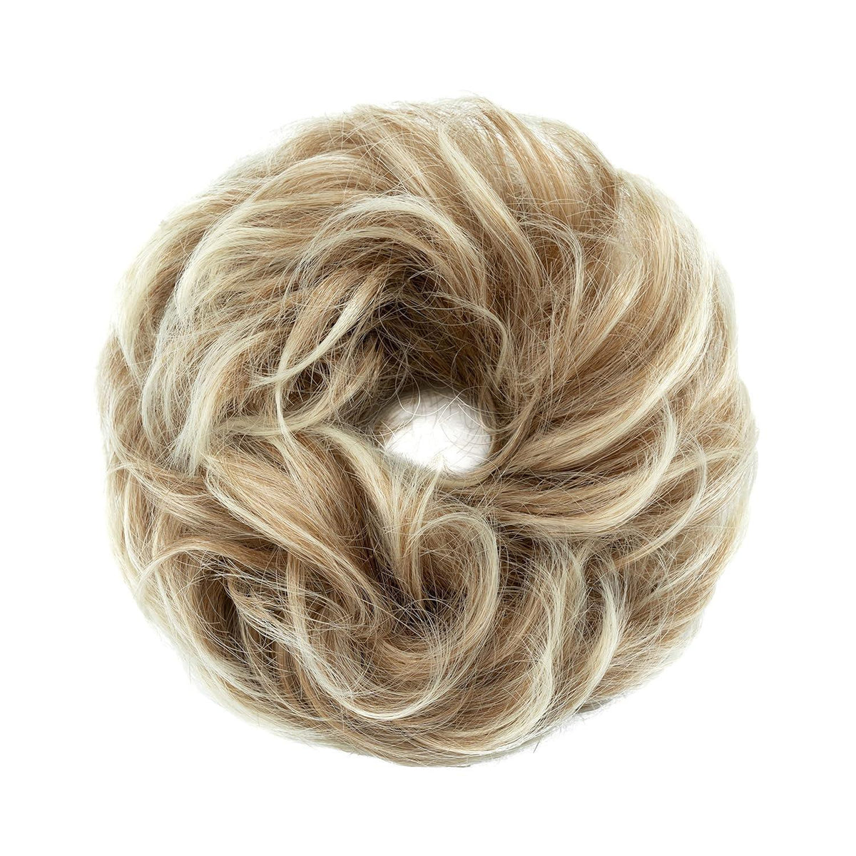 Voluminöser Dutt Haarteil Echthaar Kaffee Braun Gebleichtes Blond