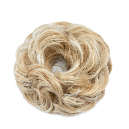 Voluminöser Dutt Haarteil Echthaar mit Gummiband – Dunkelblond bis Bleichblond