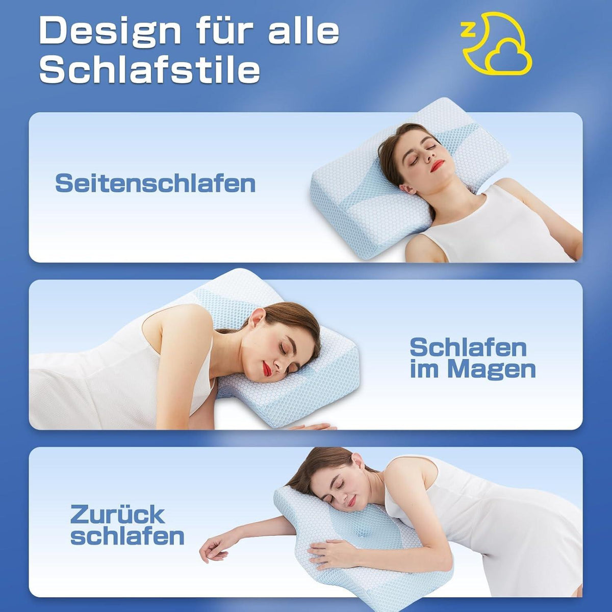 Orthopädisches Memory Foam Nackenkissen Kühlendes Seitenschläferkissen