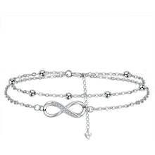 Damen Armband Unendlichkeit & Herz 925 Sterling Silber Zirkonia