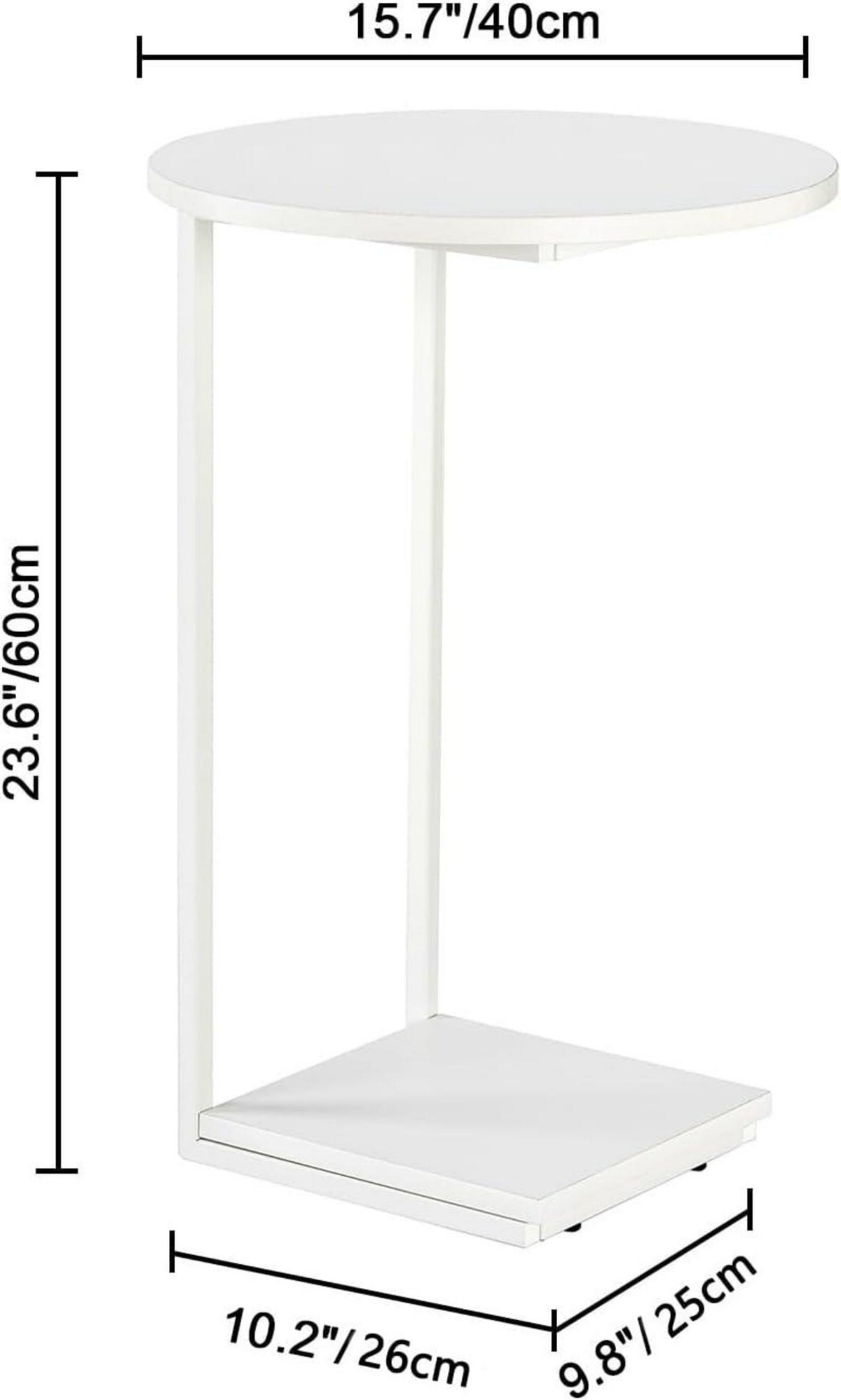 C-förmiger Beistelltisch Runder Couchtisch Metall-Holzplatte 40x40x60cm