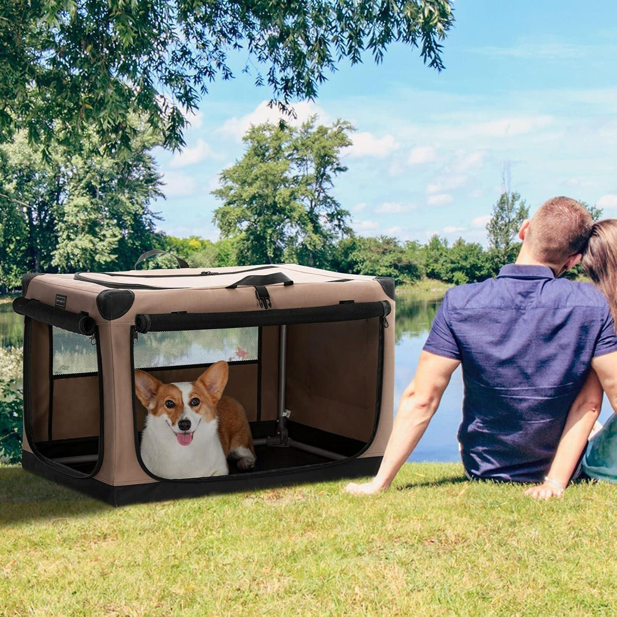 Faltbare Hundebox mit 3 Türen – Komfortabel & Sicher für Reisen
