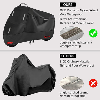 Motorradabdeckung 300D Oxford Wasserdicht 5 Reflektionsstreifen XXXXL