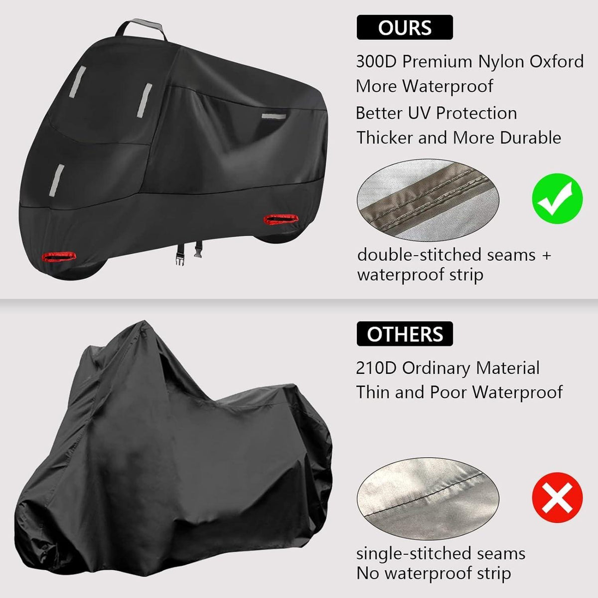 Motorradabdeckung 300D Wasserdicht Oxford Schwarz Silber L
