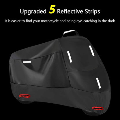 Motorradabdeckung 300D Wasserdicht Oxford Abdeckhaube 5 Reflektionsstreifen Silber Schwarz L 220x95x110cm