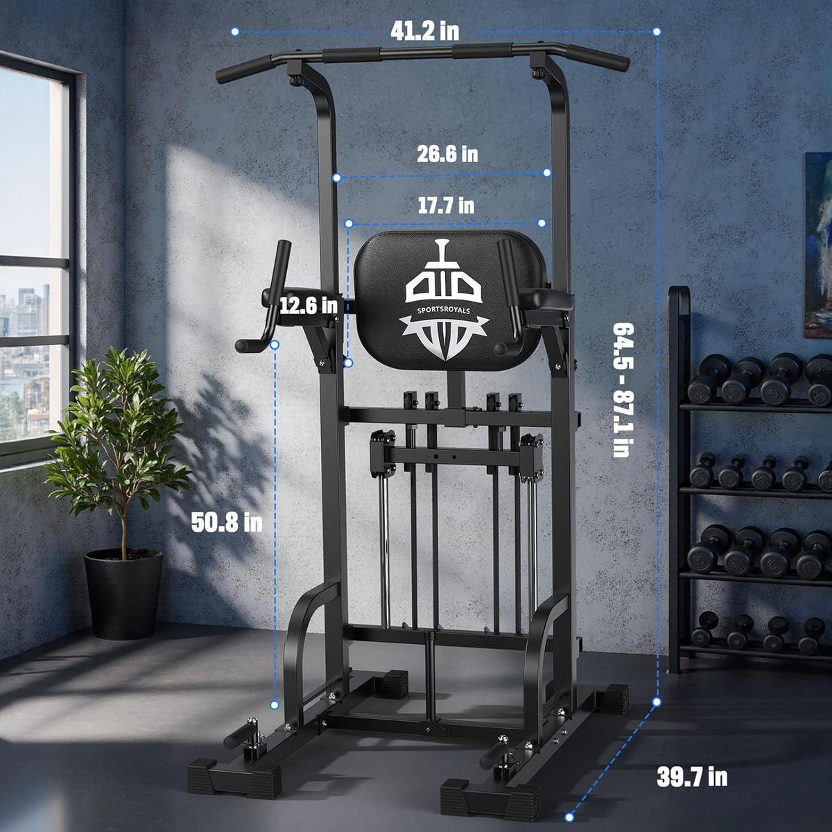 Power Tower Klimmzugstation Dip-Station Heimtrainer 204kg belastbar