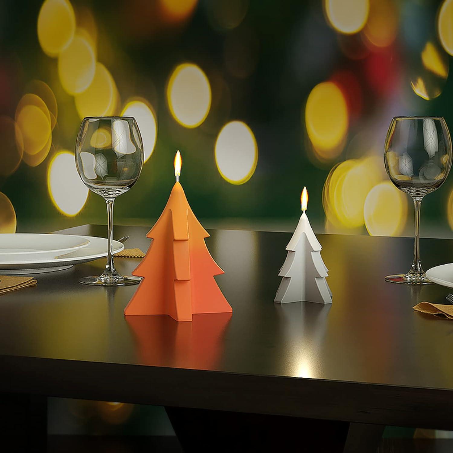 2er Set 3D Weihnachtsbaum Kerzen Gießform Silikon für DIY Handwerk & Dekoration