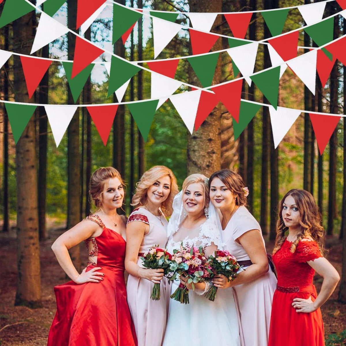 Weihnachts Wimpelkette Rot Grün Weiß – 90cm Partydeko