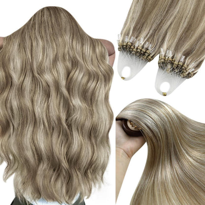 Hellbraune Microring Haarverlängerung – Echthaar, 50cm