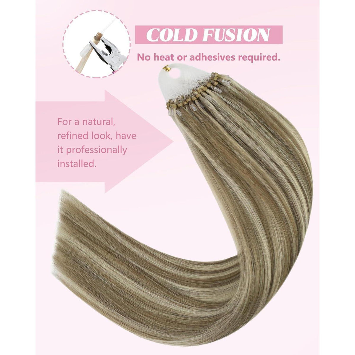 Hellbraune Microring Haarverlängerung – Echthaar, 50cm