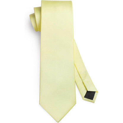 Krawatten-Set Herren mit Einstecktuch – Hellgelb