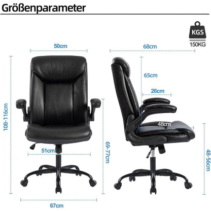 Bürostuhl Ergonomisch Schreibtischstuhl Schwarz in Lederoptik