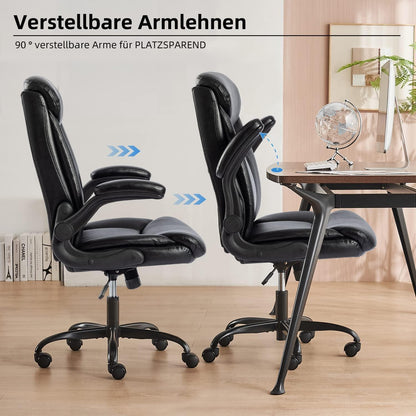 Bürostuhl Ergonomisch Schreibtischstuhl Schwarz in Lederoptik