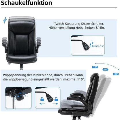Bürostuhl Ergonomisch Schreibtischstuhl Schwarz in Lederoptik